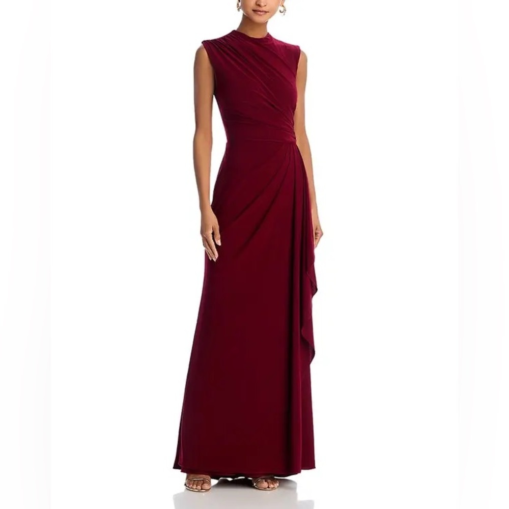 NWT Aqua Formal Ruched Twist Gown Bordeaux Size 12